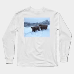 Scottish Highland Cattle Cow and Calf 1889 Long Sleeve T-Shirt